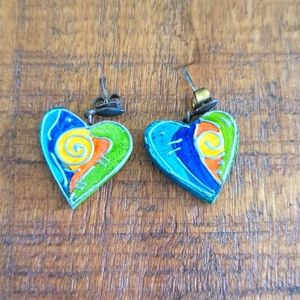 Hand painted Heart Earrings